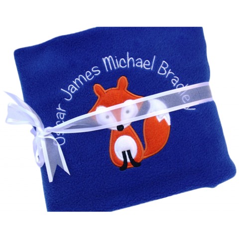 Baby Boy Personalised Embroidered Blanket Cute Fox Design New Baby Gift